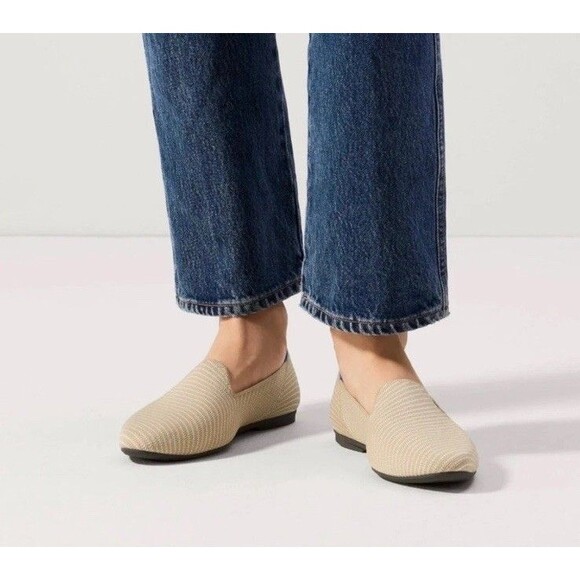 ROTHYS The Almond Loafer Discontinued VANILLA BEAN Knit Slip On Flats Size 12 - Picture 2 of 6